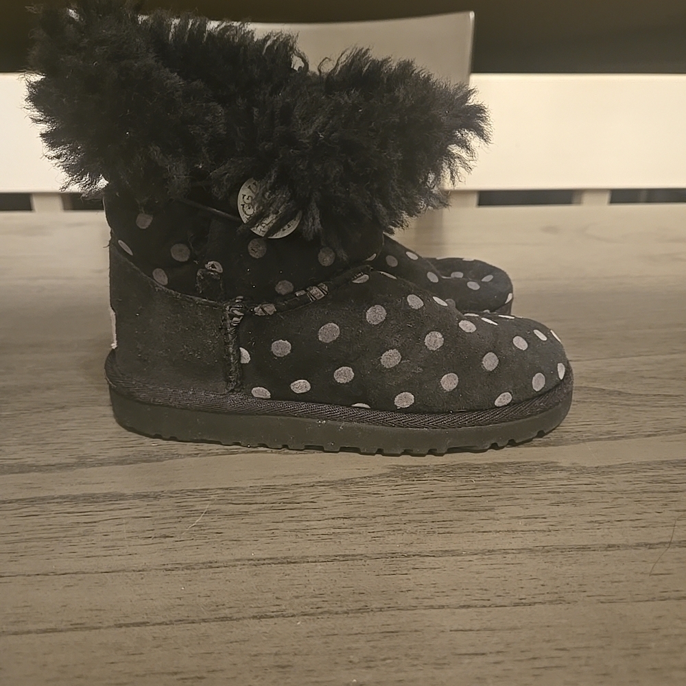 UGG Black and Gray Polka Dot Kids Boots